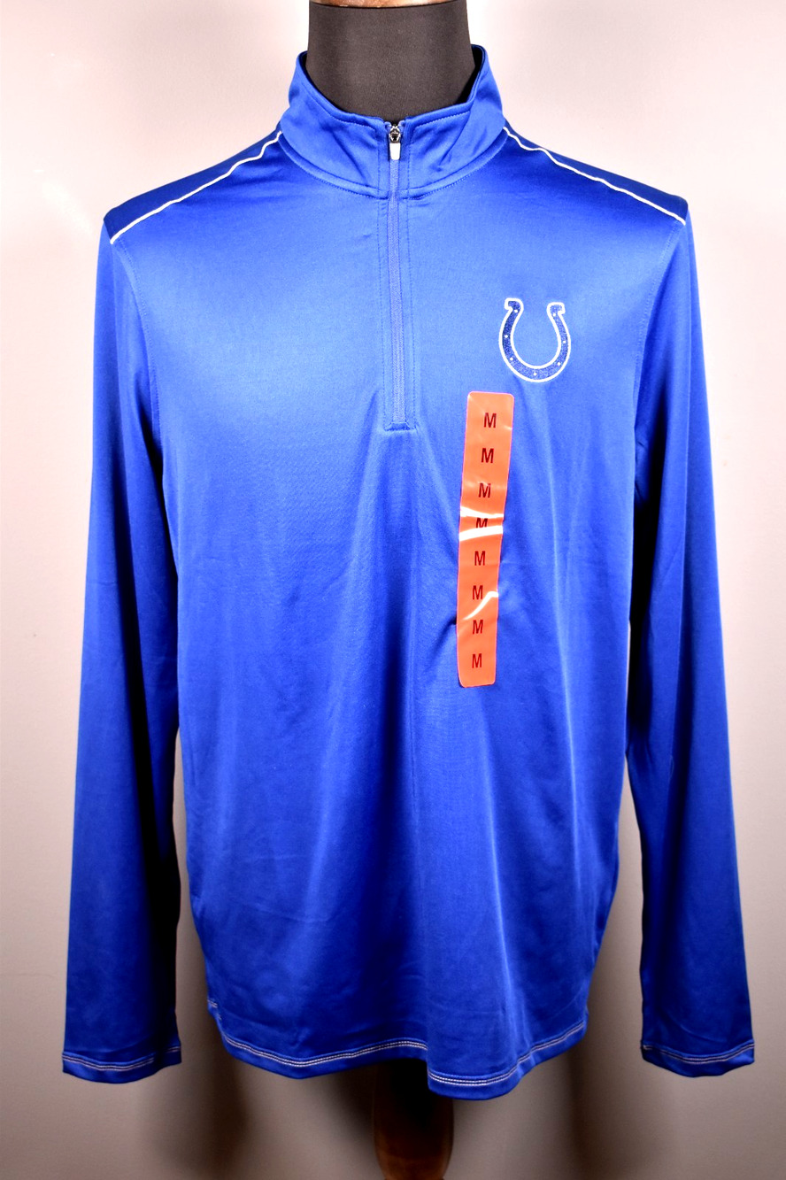 Mens NFL Antigua Apparel Indianapolis Colts Blue 1/4 Zip Medium Pullover NEW